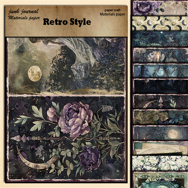 12PCS Moonlight Garden material paper