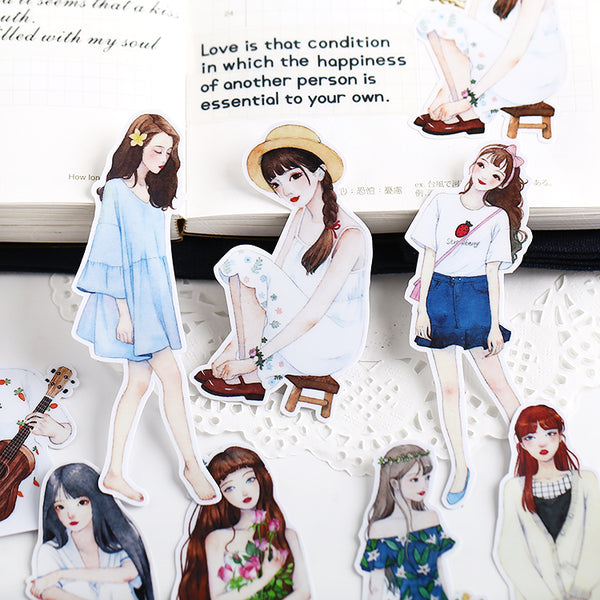 15PCS Style girl PVC sticker