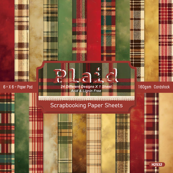 24PCS Plaid background paper