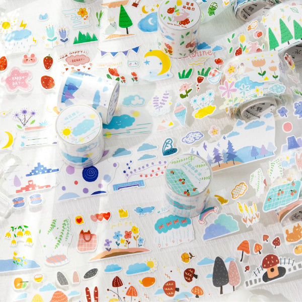 Spring Sprout Series Die Cutting Flash Sand Self-adhesive Tape