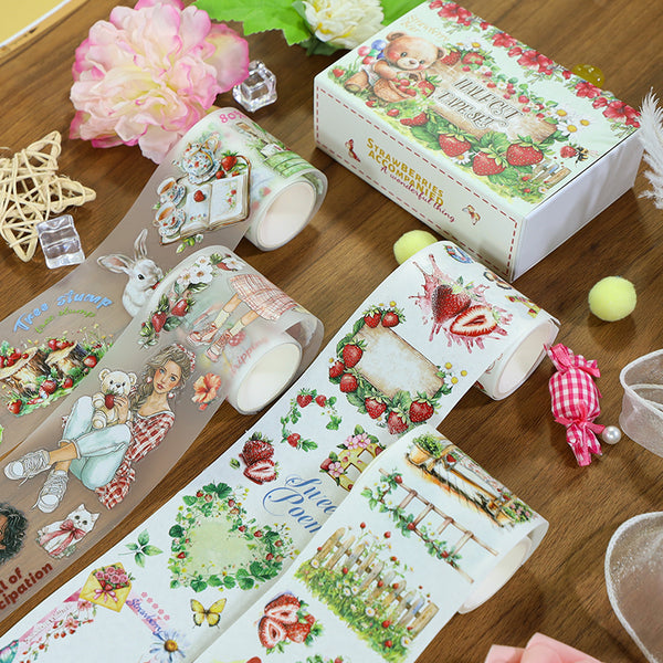Full of strawberries in garden Die Cutting Washi/Fog PET Tape Set