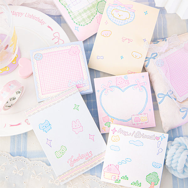 80PCS Fabric cute objects series note paper