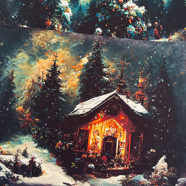 16PCS Vintage Christmas snow background paper