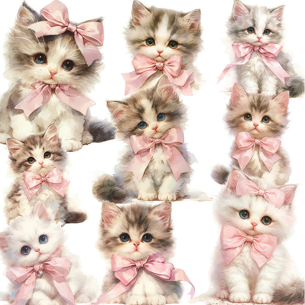 16PCS Cute bow cat sticker