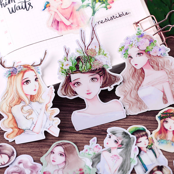 14PCS Girl of the Forest series sticker