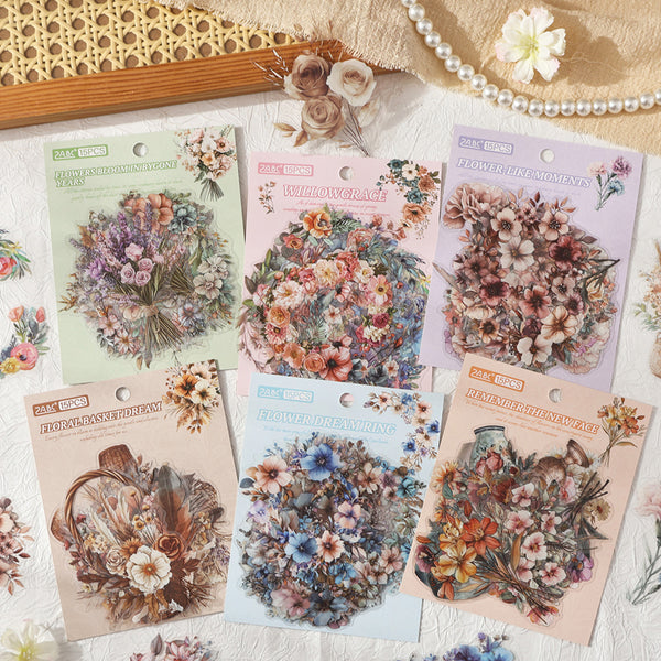 15PCS Retro Floral series sticker