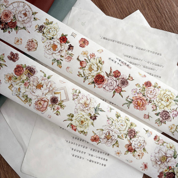5.5cm*100cm Covered with flowers Die Cutting Washi/PET/Shell Light PET Tape