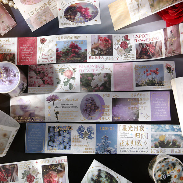 Gentle Flower Meaning Series Gold Stamping Washi Tape
