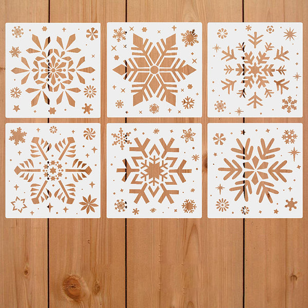 6Pcs Christmas snowflake painting template