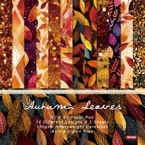 24PCS Autumn Leaves background paper