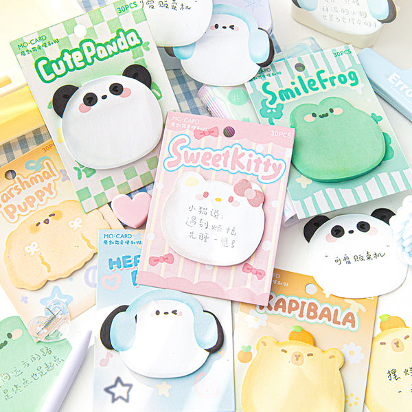 30PCS Cute pet big head series note paper