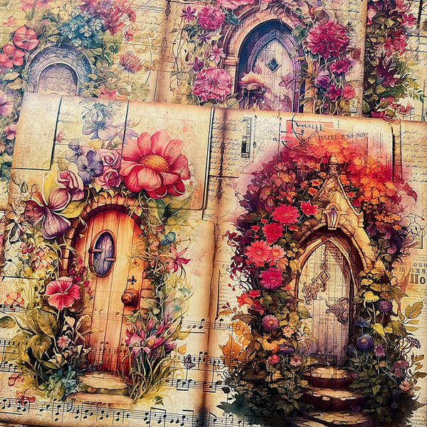 6PCS Vintage garden background paper