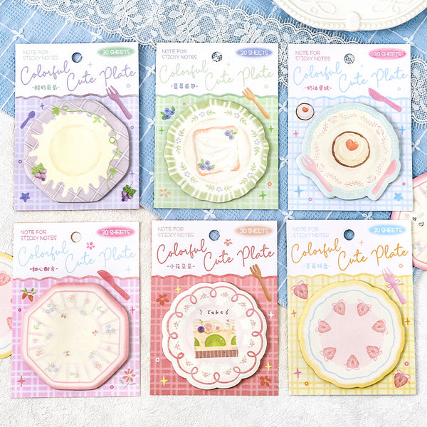 30PCS Colorful Cute Plate Series note paper