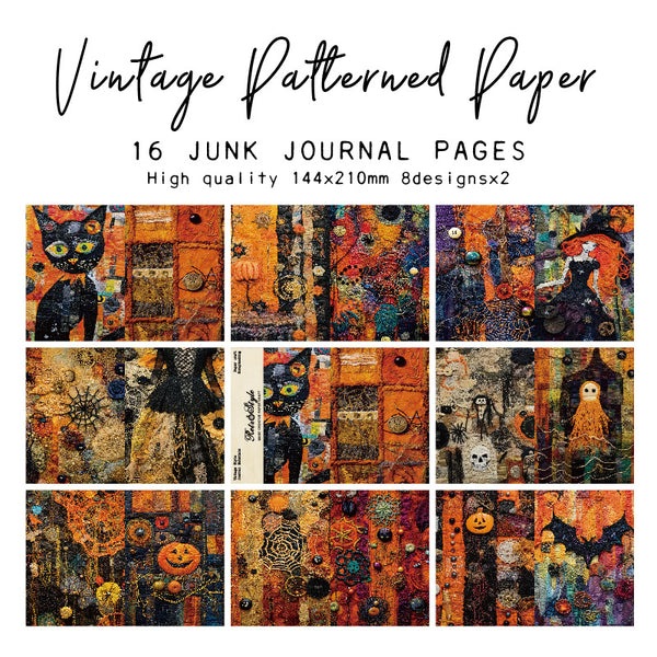 16PCS Embroidered Halloween background paper