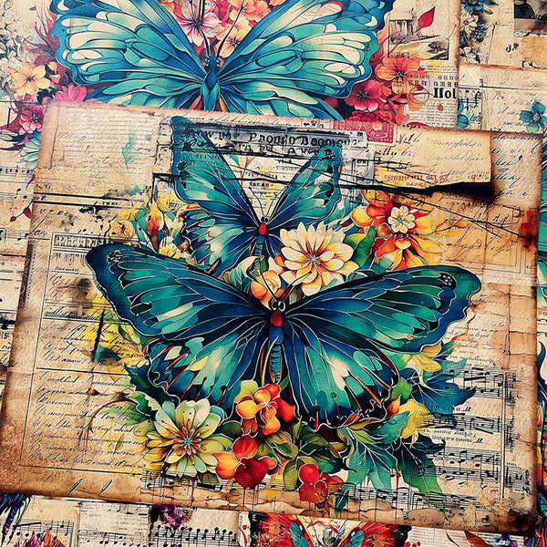 8PCS Steampunk butterfly background paper