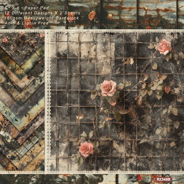 24PCS Withered flowers background paper