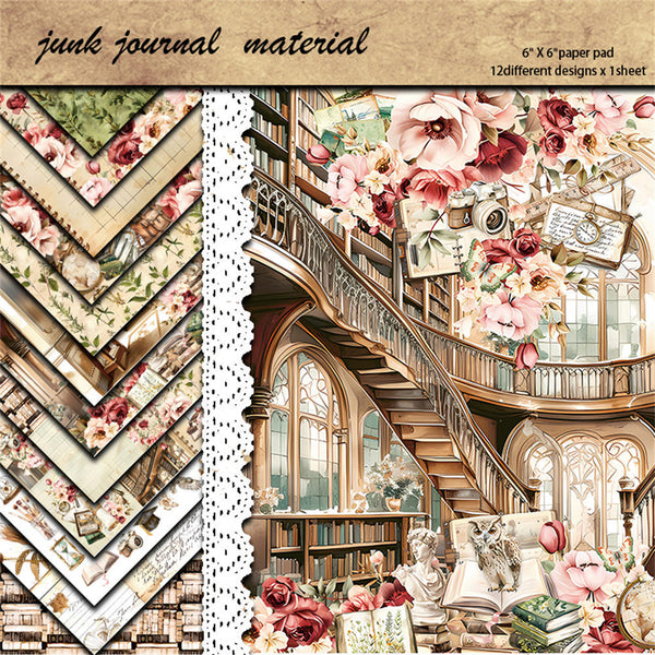 12PCS Vintage objects material paper