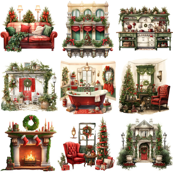 12PCS Christmas furniture sticker