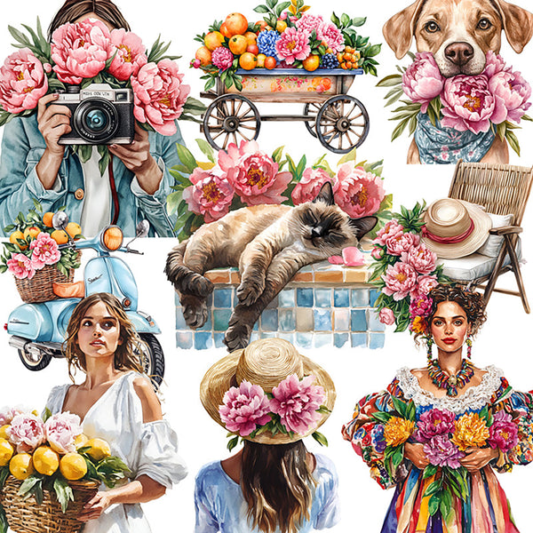 20PCS Peony Girl sticker