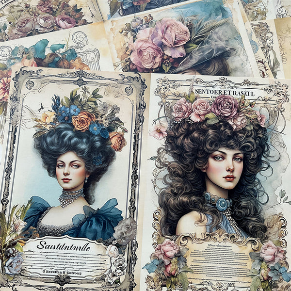 10PCS Baroque Victorian beauty background paper