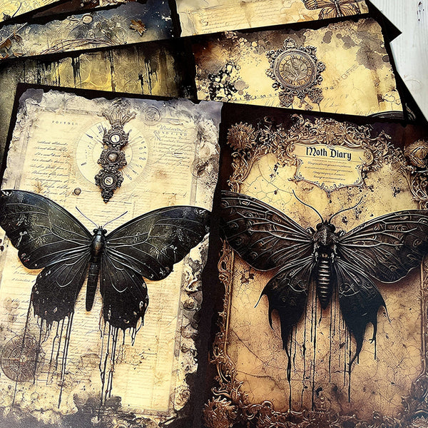 10PCS Dark butterfly background paper