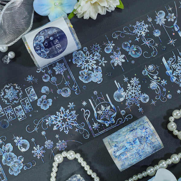 Snowflakes Shell Silver PET Tape