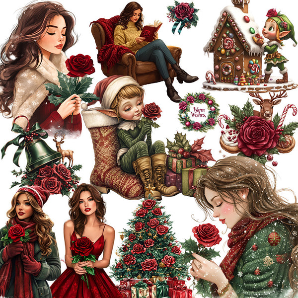 20PCS Rose Christmas sticker