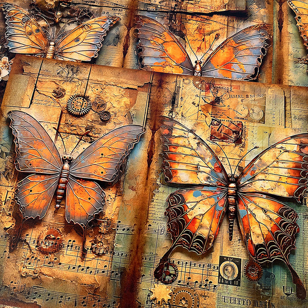 6PCS Steam punk butterfly background paper