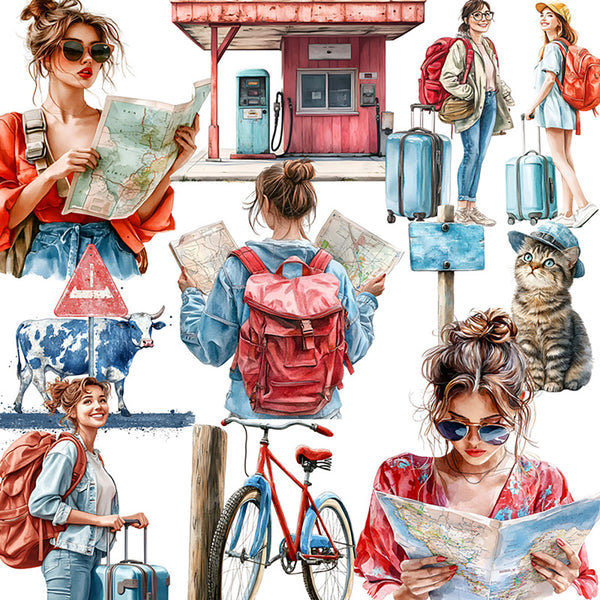 20PCS Traveling girl sticker
