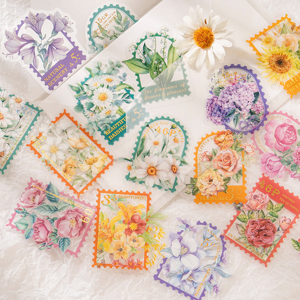 30PCS Hundred flowers mailing series sticker