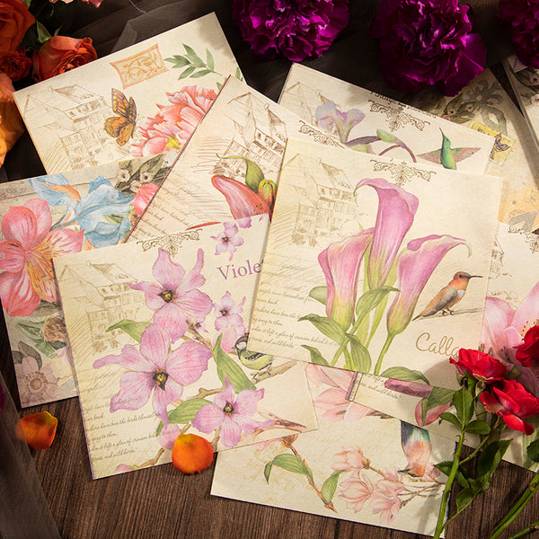Retro flowers series material paper