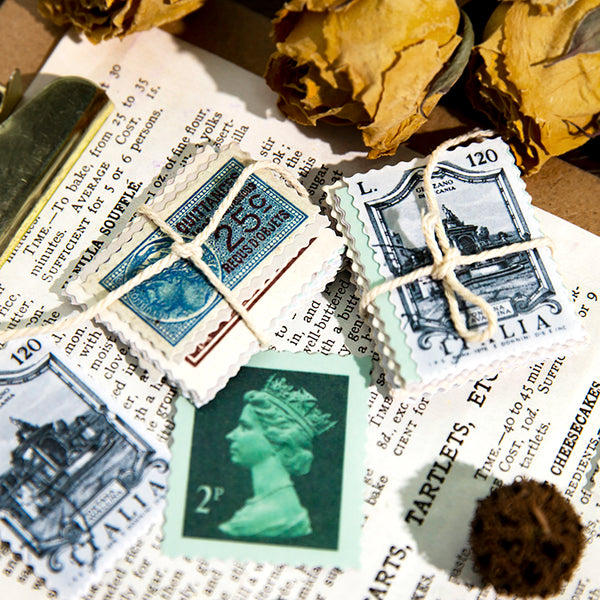 Ehemaliger Aufkleber der Briefmarkenserie