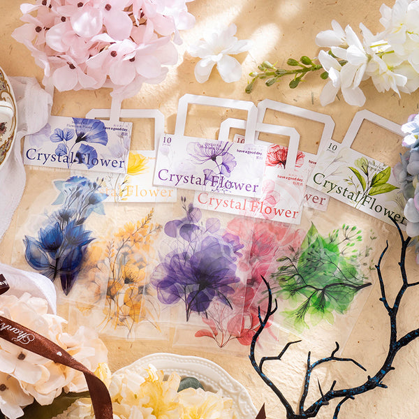 10PCS Crystal Flowers series sticker