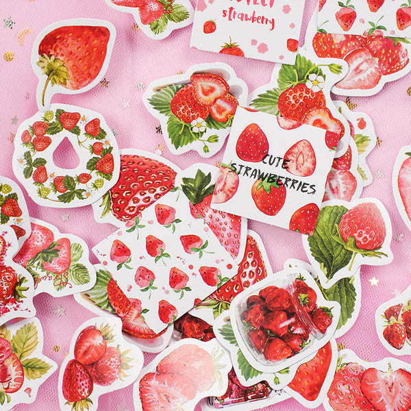 46Pcs Strawberry series sticker